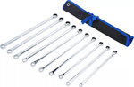 Set ratelring- en ringsleutel extra lang 10 - 19 mm 10-dlg
