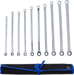 Set ratelring- en ringsleutel extra lang 10 - 19 mm 10-dlg