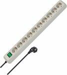 Stekkerdoos met schakelaar 10-voudig lichtgrijs 3m h05vv-f 3g1,5