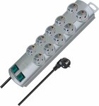Stekkerdoos 10-voudig zilver 2m h05vv-f 3g1,5 de stopcontacten zijn schakelbaar per 5