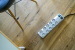 Stekkerdoos 10-voudig zilver 2m h05vv-f 3g1,5 de stopcontacten zijn schakelbaar per 5