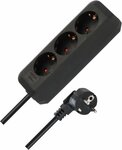 Stekkerdoos 3 voudig zwart 1,5m h05vv-f 3g1,5