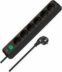 Met schakelaar 6-voudig zwart 1,5m h05vv-f 3g1,5
