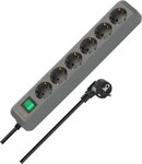 Stekkerdoos met schakelaar 6-voudig zilver grijs 1,5 m h05vv-f 3g1,5