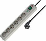 13.500a stekkerdoos met overspanningsbeveiliging 6-voudig lichtgrijs 1,5m h05vv-f 3g1,5