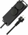 Stopcontactverdeler ip44 2-voudig zwart 2m h07rn-f 3g1,5
