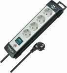 Stekkerdoos 4-voudig zwart lichtgrijs 1,8m h05vv-f 3g1,5