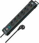 Stekkerdoos 6-voudig zwart 3m h05vv-f 3g1,5