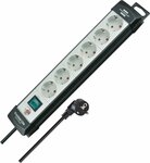 Stekkerdoos 6-voudig zwart lichtgrijs 3m h05vv-f 3g1,5
