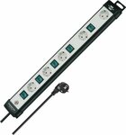 Techniek stekkerdoos 5-voudig zwart lichtgrijs 3m h05vv-f 3g1,5 individueel schakelbare speciaal geordend voor adapterstekkers