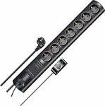 Switch 19.500a stekkerdoos met overspanningsbeveiliging 7-voudig zwart 2m h05vv-f 3g1,5  2 permanent, 5 schakelbaar