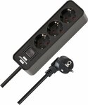 Stekkerdoos 3-voudig zwart 1,5m h05vv-f 3g1,5