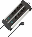 Stekkerdoos 8-voudig duo zwart 3m h05vv-f 3g1,5 4-voudige schakelbare stopcontacten