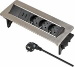 Indesk power usb-lader stekkerdoosstrip 3-voudig, 2xusb, 2m h05vv-f 3g1.5