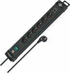 Stekkerdoos met usb 6-voudig zwart 3m h05vv-f 3g1,5