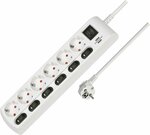 Stekkerdoos individueel schakelbaar 6-voudig 2m h05vv-f 3g1,5 wit