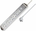 Estilo hoekaansluitdoosstrook met usb laadfunctie 6-weg 4x beschermende contactdozen & 2x euro zilver wit