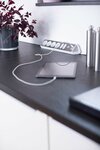 Estilo hoekaansluitdoosstrook met usb laadfunctie 6-weg 4x beschermende contactdozen & 2x euro zilver wit