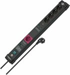 60.000a overspanningsbeveiliging automatische contactdoosstrook 5-voudig 1 hoofdcontactdoos 4-voudige vervolgcontactdozen zwart 3m h05vv-f 3g1,5
