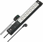 Stekkerdoos 6-voudig zwart lichtgrijs 3m h05vv-f 3g1,5