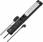 Stekkerdoos 6-voudig zwart lichtgrijs 3m h05vv-f 3g1,5 2 x permanente, 4 x schakelbare