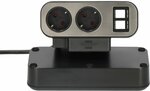 Duplex-stekkerdoos, 2x keystone-modules, 10x veiligheidscontactdozen, zilver zwart