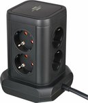 Stekkertoren 8-weg met 2x usb a, 1x usb c power delivery zwart 2m h05vv-f3g1.5
