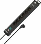 Contactdoosstrip 6-voudig met usb c pd 30w en usb a 18w zwart 3m h05vv-f 3g1.5