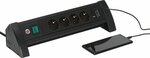 Tekkerdoos 4-voudig zwart met usb c pd 30w en usb a 18w, 1,8 m h05vv-f3g1,5
