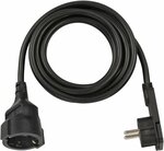 Kwaliteits kunststof verlengsnoer met platte stekker 3m H05VV-F3G1,5 zwart