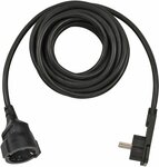 Kwaliteits kunststof verlengsnoer met platte stekker 5m H05VV-F3G1,5 zwart