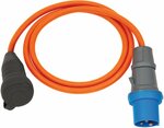 Adapterkabel camping maritime IP44 1,5m oranje H07RN-F 3G2,5 Beveiligingsstekker, CEE-koppeling 230V 16A
