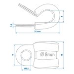 Kabelklem 8 mm met rubber bescherming x10 stuks