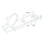Haak schroefbaar metaal 52 x 13 x 2 mm