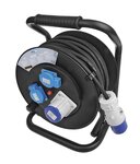 Kabelhaspel CEE 25M 3x2,5mm² (2x Schuko + 1x CEE)