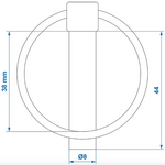 Borgpen 8mm met ring x10 stuks