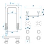U-beugel 40mm hoekig - set van 2 stuks