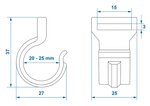 Tentclip voor tentstok 20-25mm met sleuf zwart x10 stuks