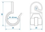 Tentclip voor tentstok 19-22mm met haak x10 stuks