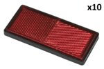 Reflector rood 85x39mm zelfklevend met grondplaat x10 stuks