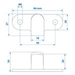 Touwhaak metaal 65x27mm gebogen x10 stuks