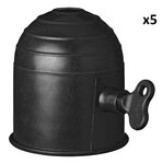 Trekhaakdop zwart met slot x5 stuks