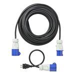CEE set met verlengkabel 20M 3x2,5mm en verloopkabel 40cm van Schuko stekker naar CEE in opbergtas