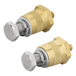 Accupolen set (+) en (-) messing schroefbaar M6 met bout en ring