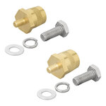 Accupolen set (+) en (-) messing schroefbaar M6 met bout en ring