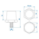 Accupolen set (+) en (-) messing schroefbaar M6