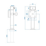 Steunpoot 60x60 mm kantelbaar SF60 D42 SW19 410-655 mm 1300kg