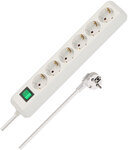 Met schakelaar 6-voudig wit 3 m H05VV-F 3G1,5