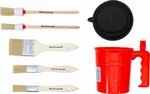 Platte / ring penselenset met kleur beker 6-dlg