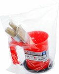 Platte / ring penselenset met kleur beker 6-dlg